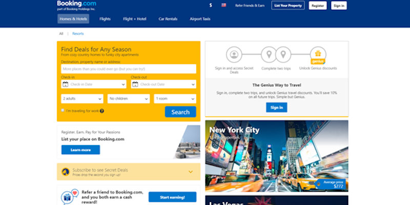 Review de la página Booking.com